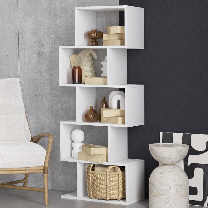Hanah Home Estantería White 60x150x30cm Moderna Elegante Color Blanco